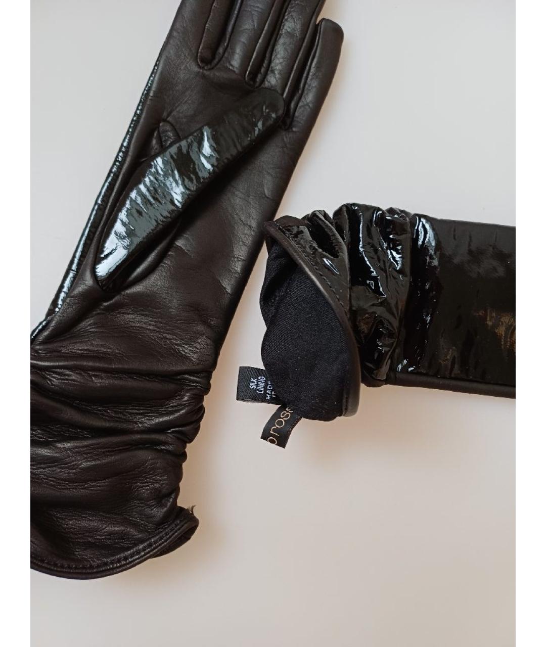 SERGIO ROSSI Черные кожаные перчатки, фото 6