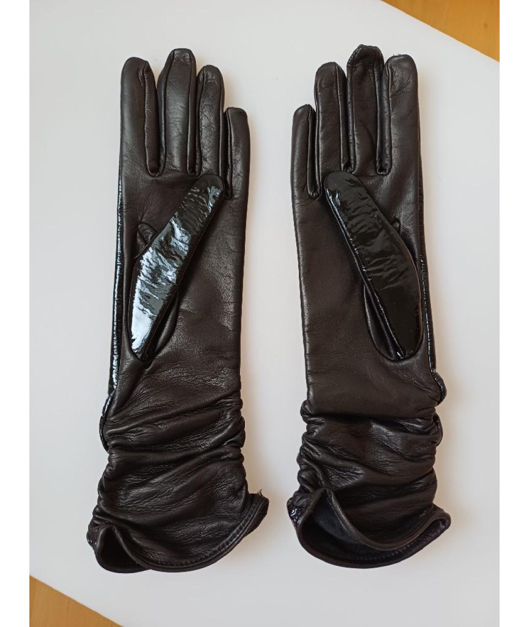 SERGIO ROSSI Черные кожаные перчатки, фото 5