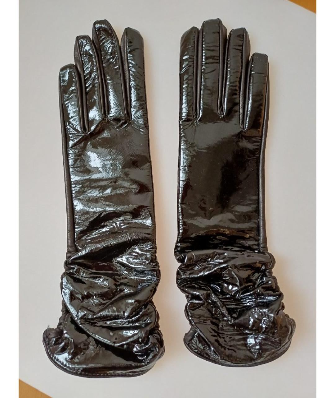 SERGIO ROSSI Черные кожаные перчатки, фото 7