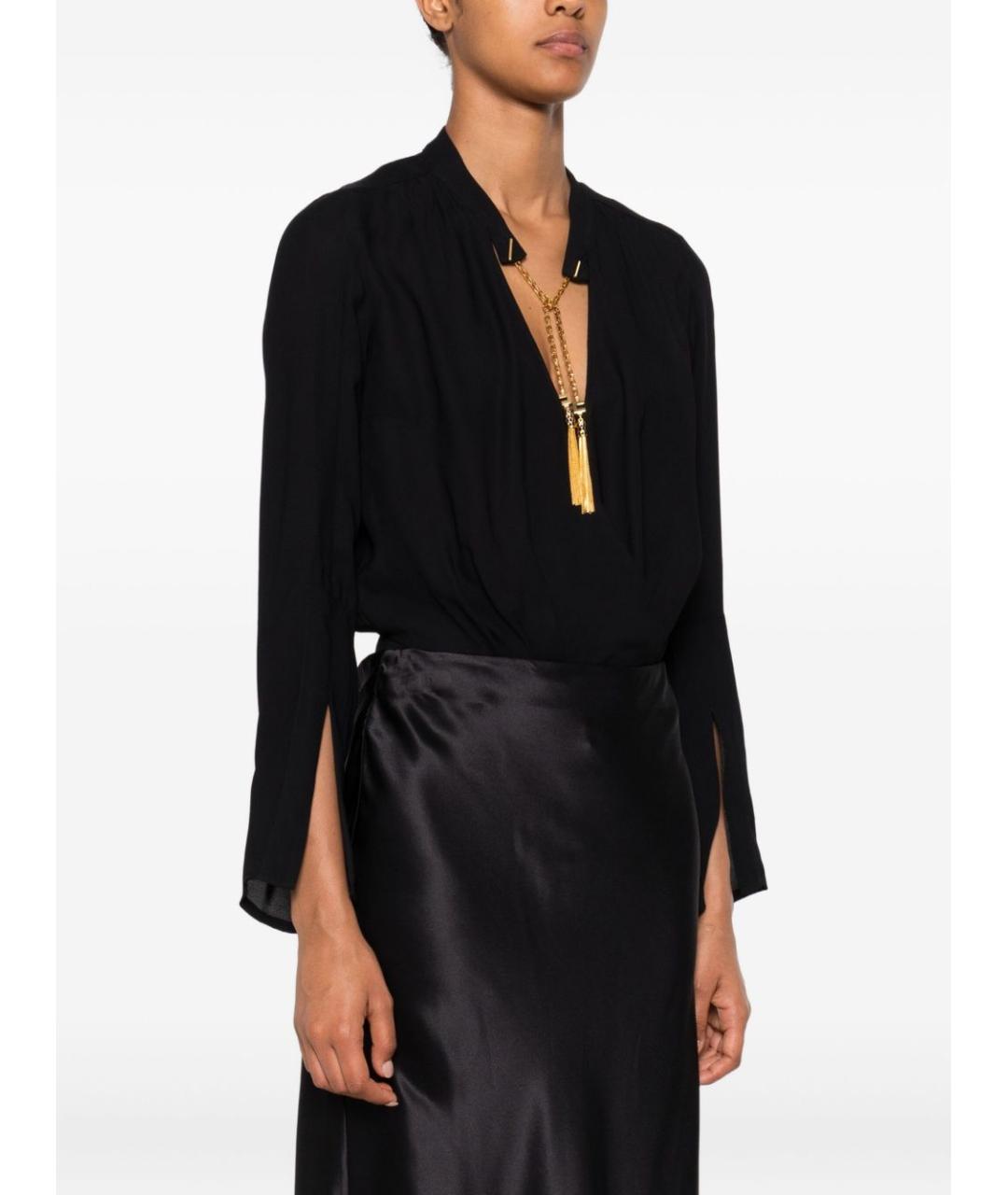 ELISABETTA FRANCHI Черная полиамидовая блузы, фото 3