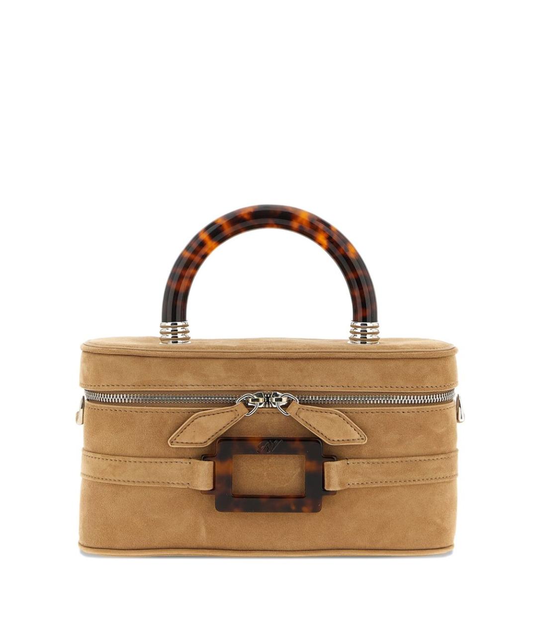 ROGER VIVIER Коричневая замшевая сумка с короткими ручками, фото 1