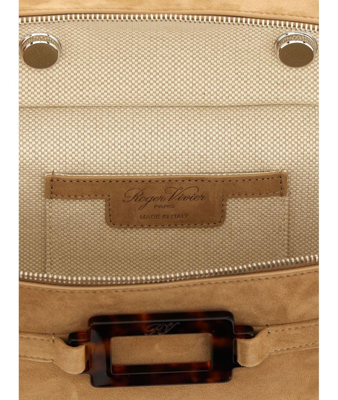 ROGER VIVIER Коричневая замшевая сумка с короткими ручками, фото 4