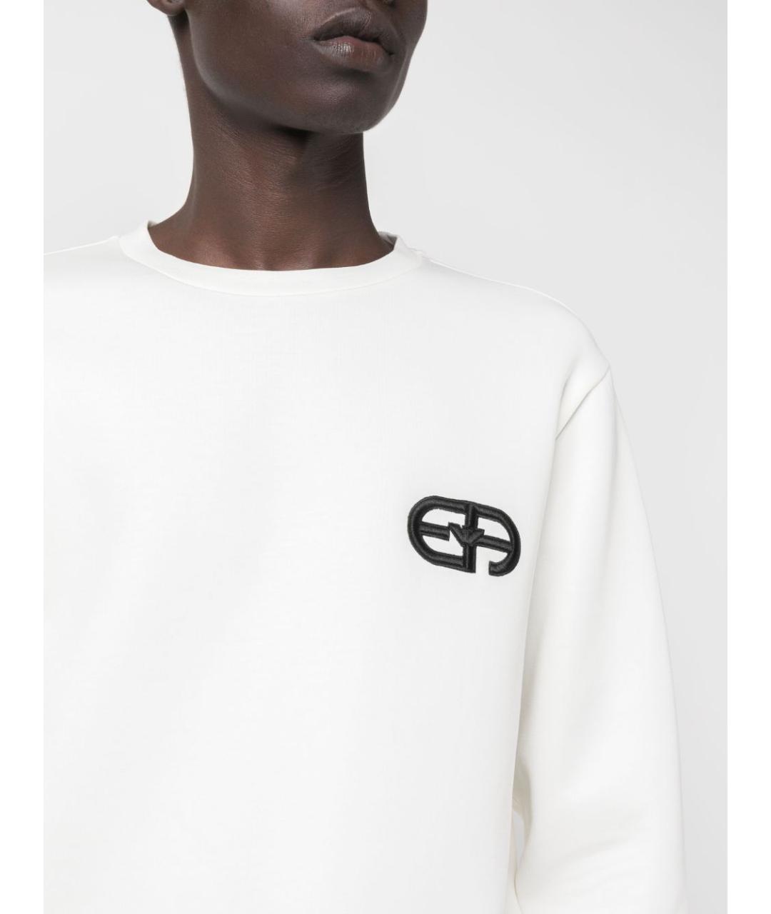 EMPORIO ARMANI Белый хлопковый джемпер / свитер, фото 4
