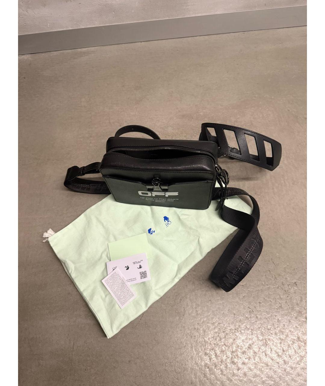 OFF-WHITE Черная кожаная сумка через плечо, фото 3