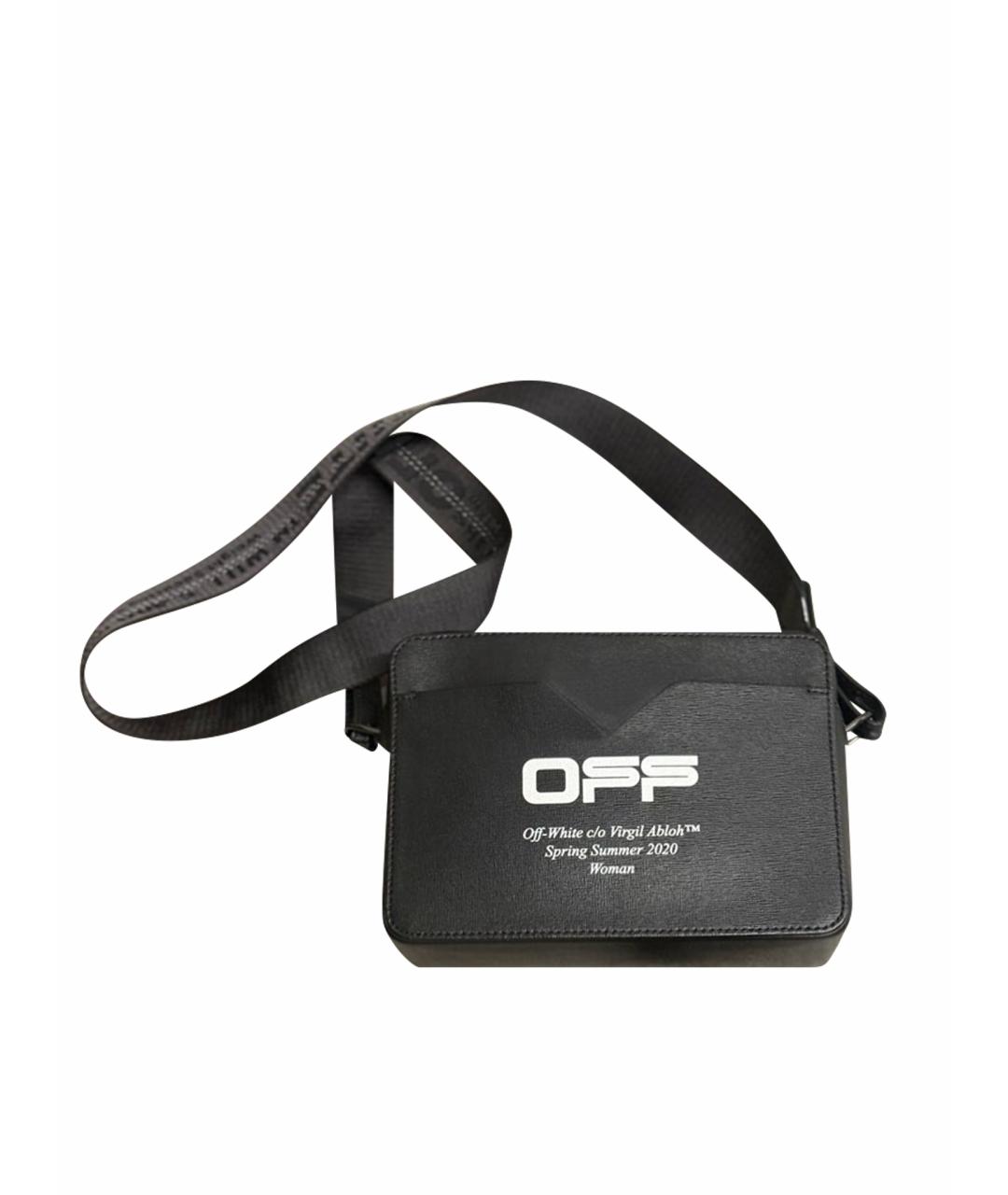 OFF-WHITE Черная кожаная сумка через плечо, фото 1