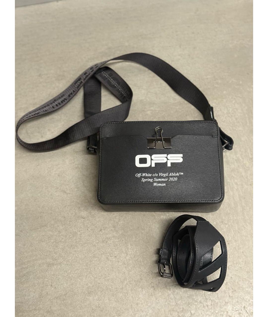 OFF-WHITE Черная кожаная сумка через плечо, фото 7