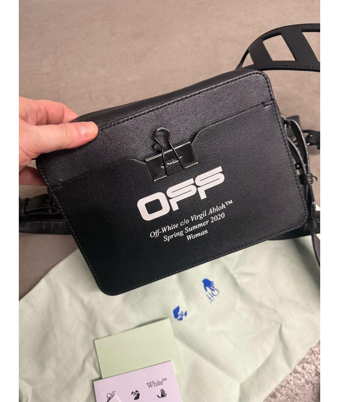 OFF-WHITE Черная кожаная сумка через плечо, фото 2