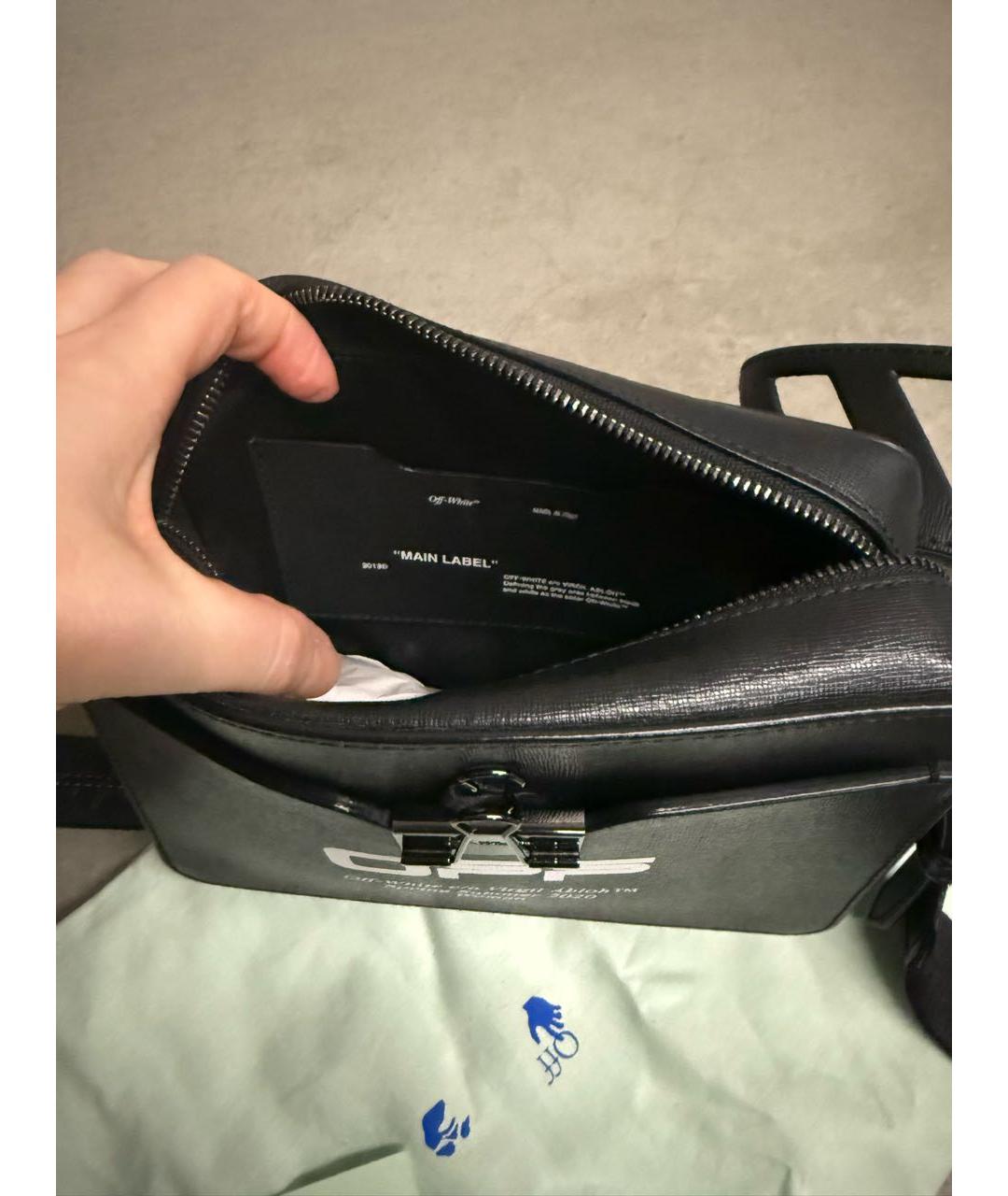 OFF-WHITE Черная кожаная сумка через плечо, фото 5
