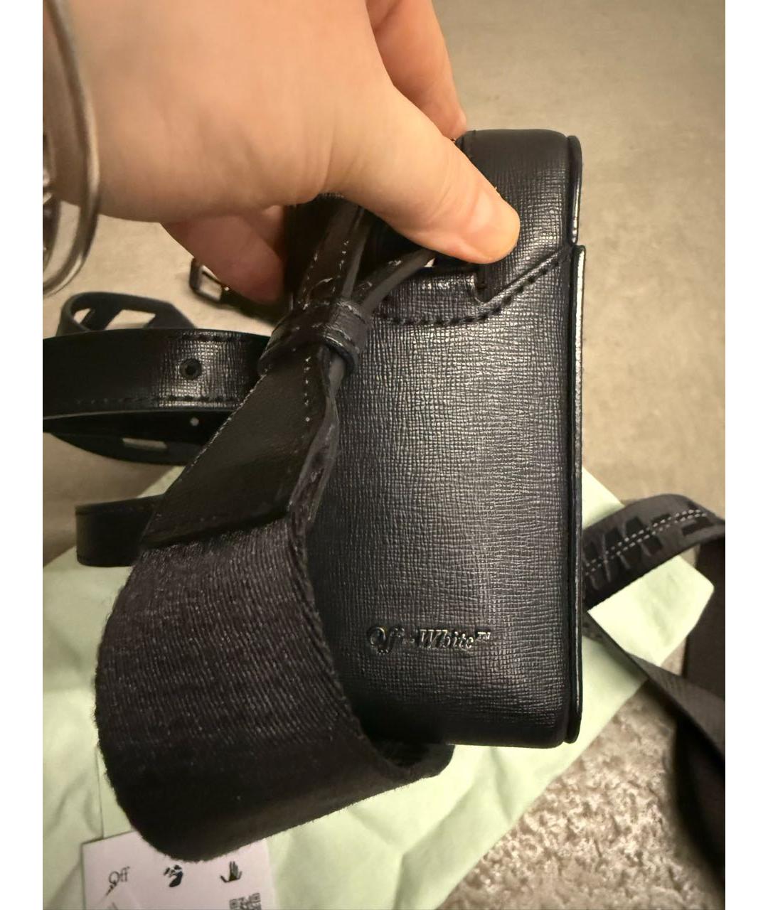 OFF-WHITE Черная кожаная сумка через плечо, фото 4