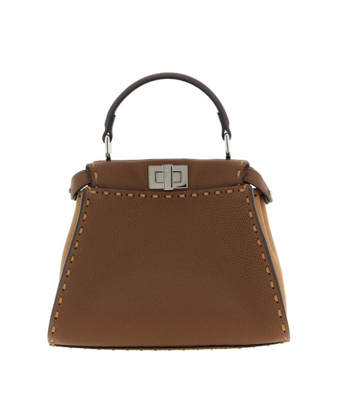 FENDI Коричневая кожаная сумка тоут, фото 1