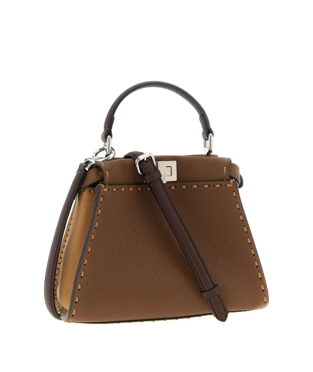 FENDI Коричневая кожаная сумка тоут, фото 2