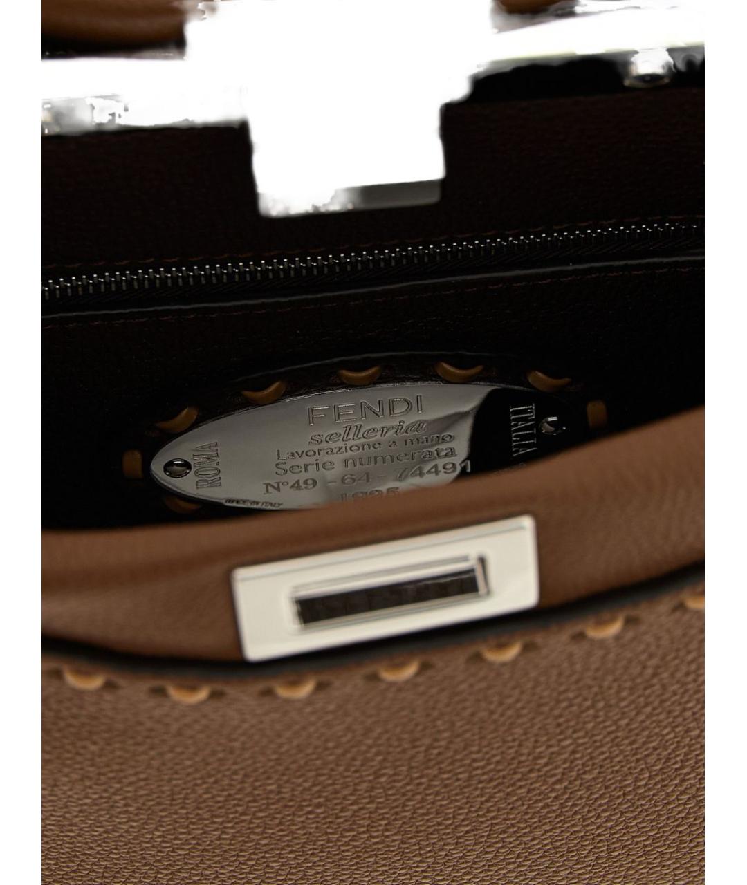 FENDI Коричневая кожаная сумка тоут, фото 4