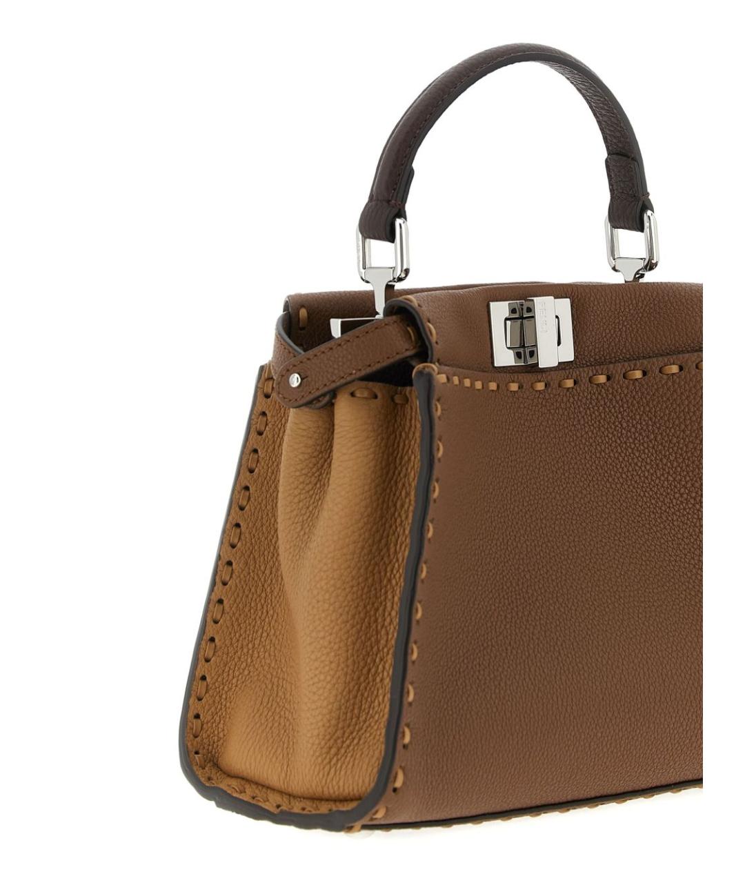 FENDI Коричневая кожаная сумка тоут, фото 3