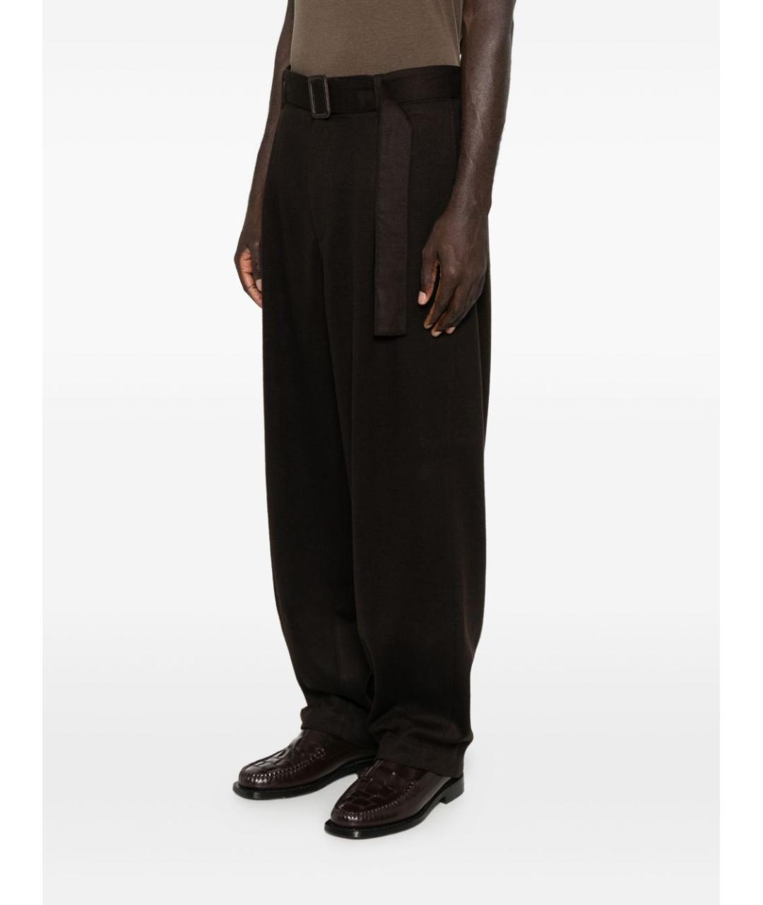 EMPORIO ARMANI Коричневые шерстяные повседневные брюки, фото 3