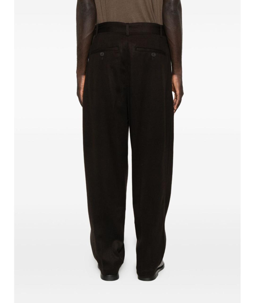 EMPORIO ARMANI Коричневые шерстяные повседневные брюки, фото 4