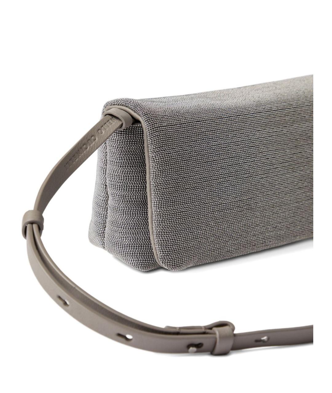 BRUNELLO CUCINELLI Серая сумка через плечо, фото 4