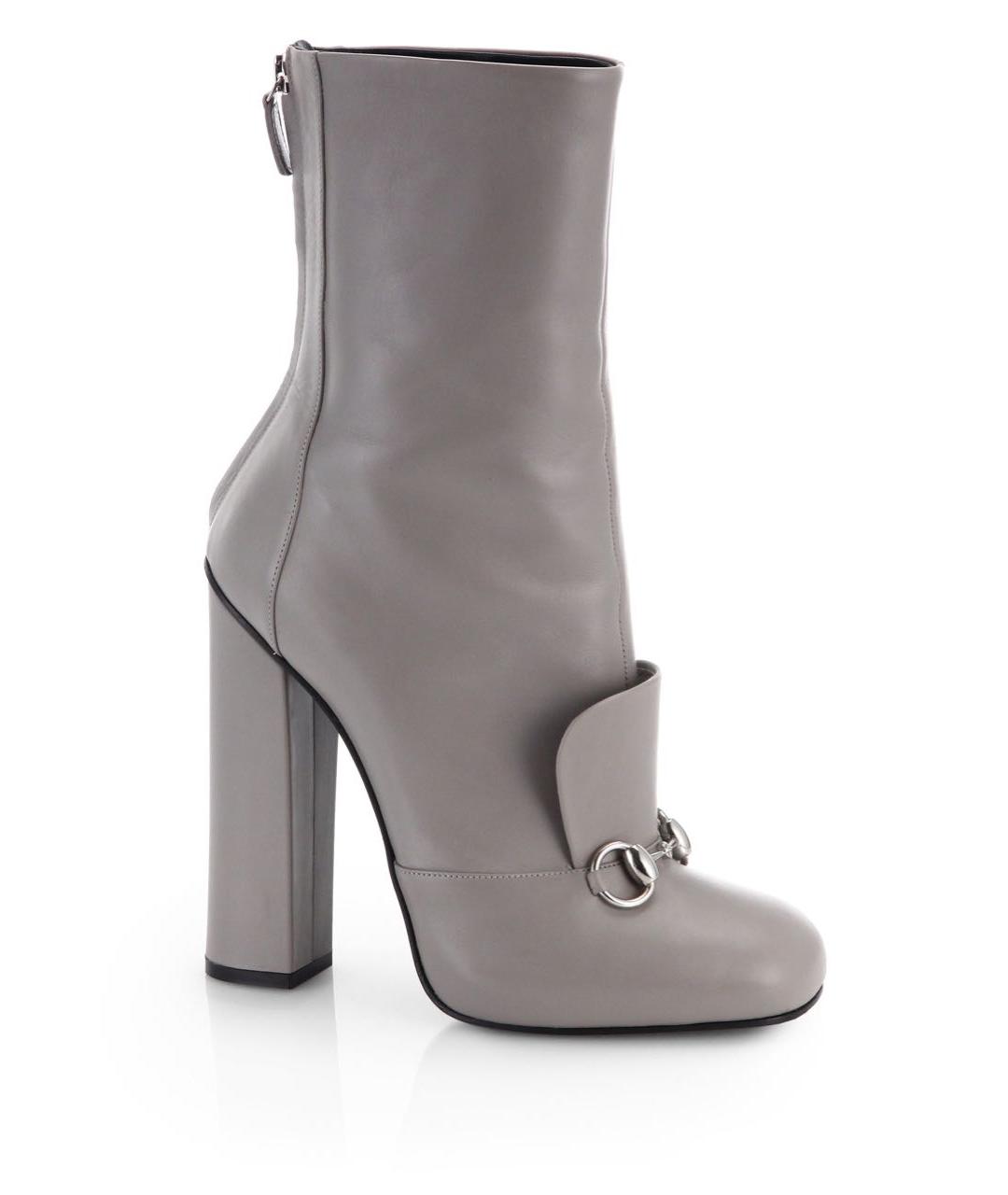 GUCCI Серые кожаные ботильоны, фото 9
