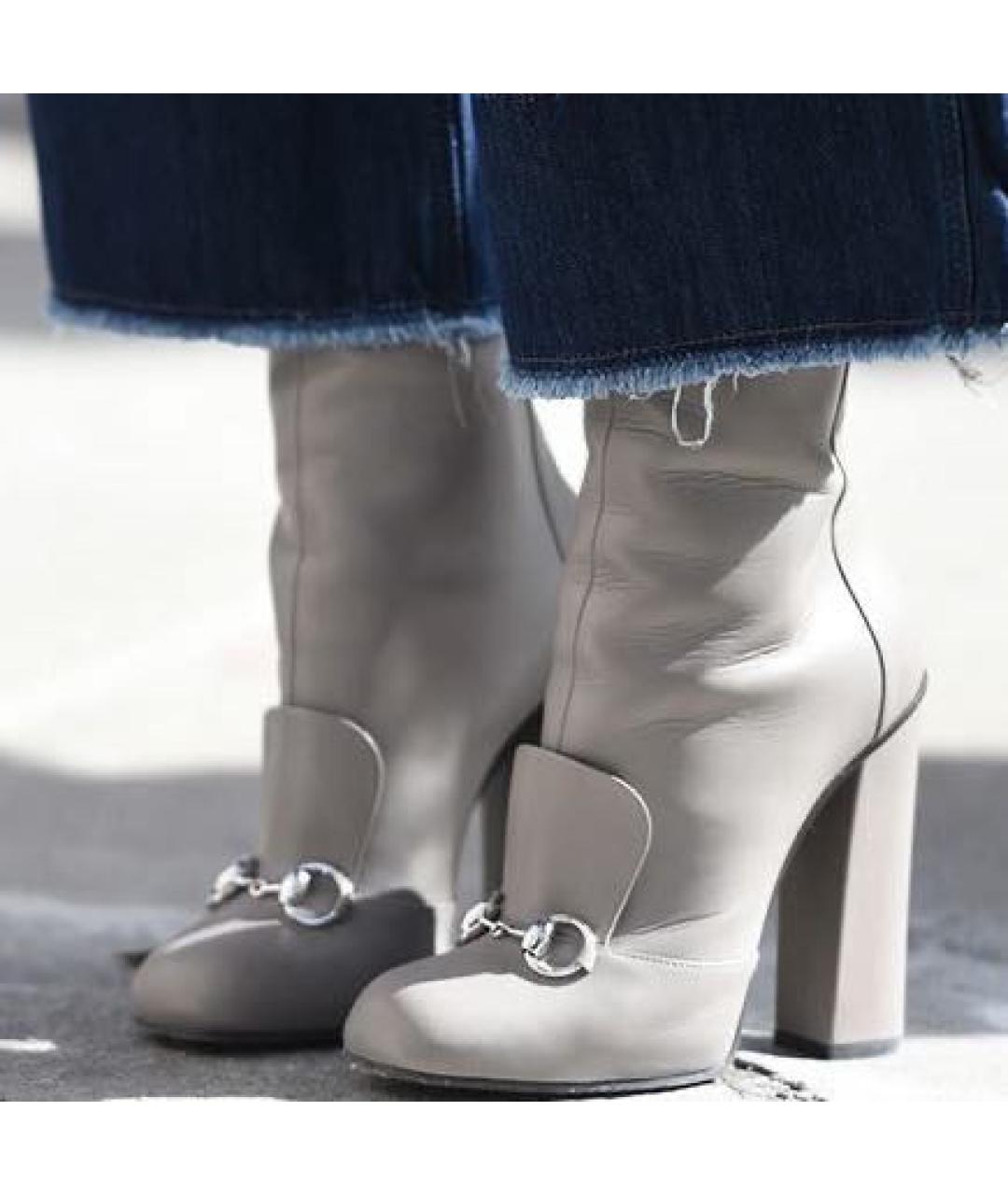 GUCCI Серые кожаные ботильоны, фото 2