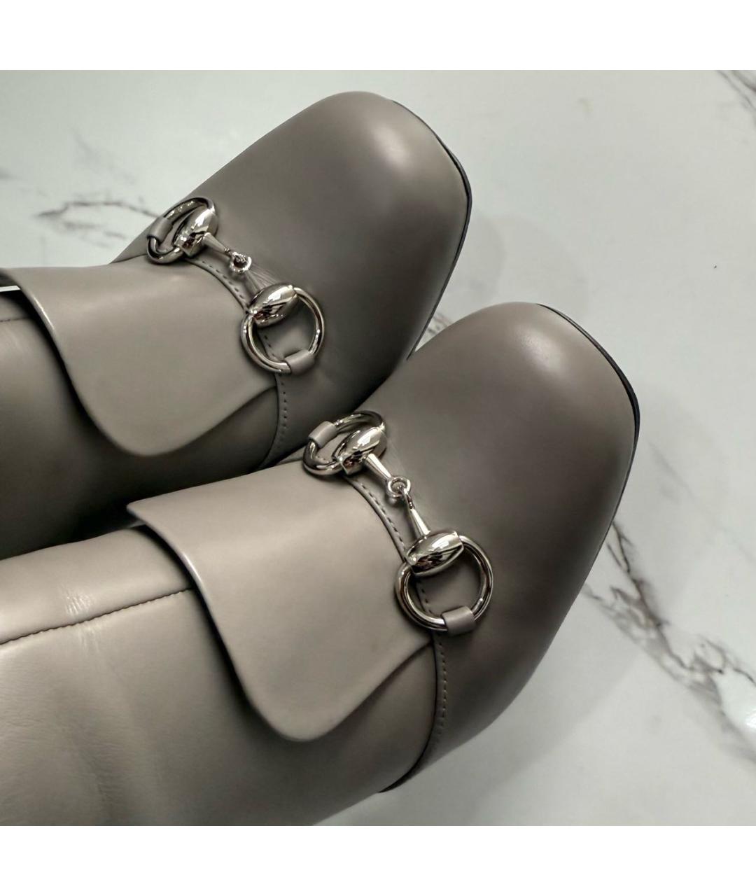 GUCCI Серые кожаные ботильоны, фото 5