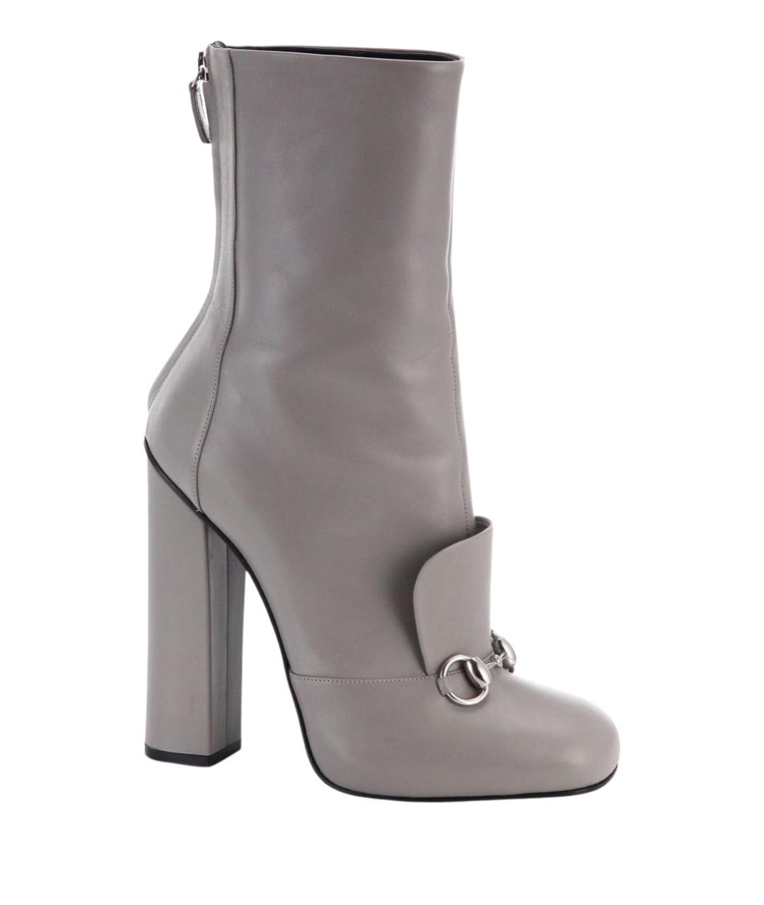 GUCCI Серые кожаные ботильоны, фото 1