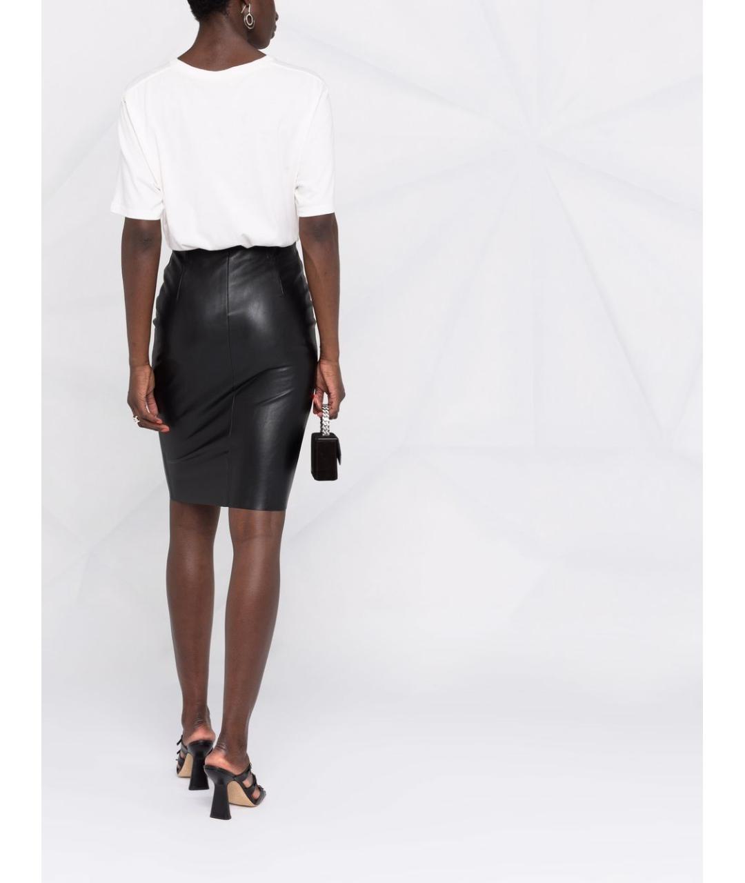 WOLFORD Черная полиуретановая юбка миди, фото 5
