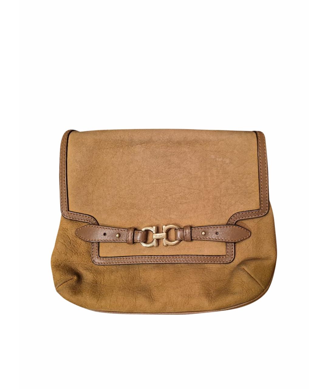 FERRAGAMO Горчичная кожаная сумка через плечо, фото 1