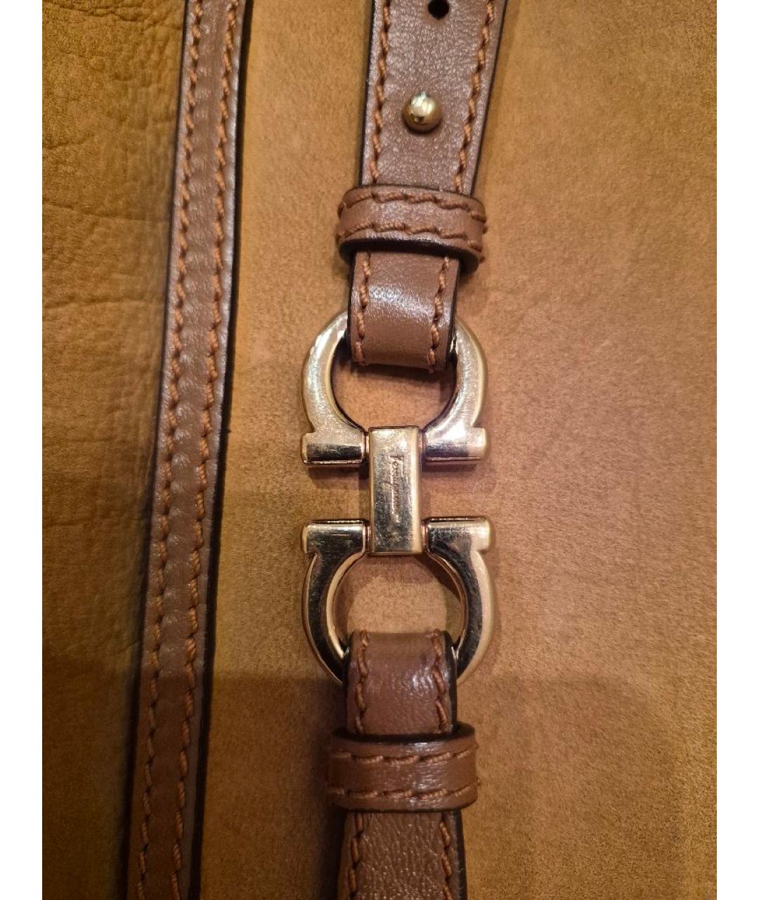 FERRAGAMO Горчичная кожаная сумка через плечо, фото 9