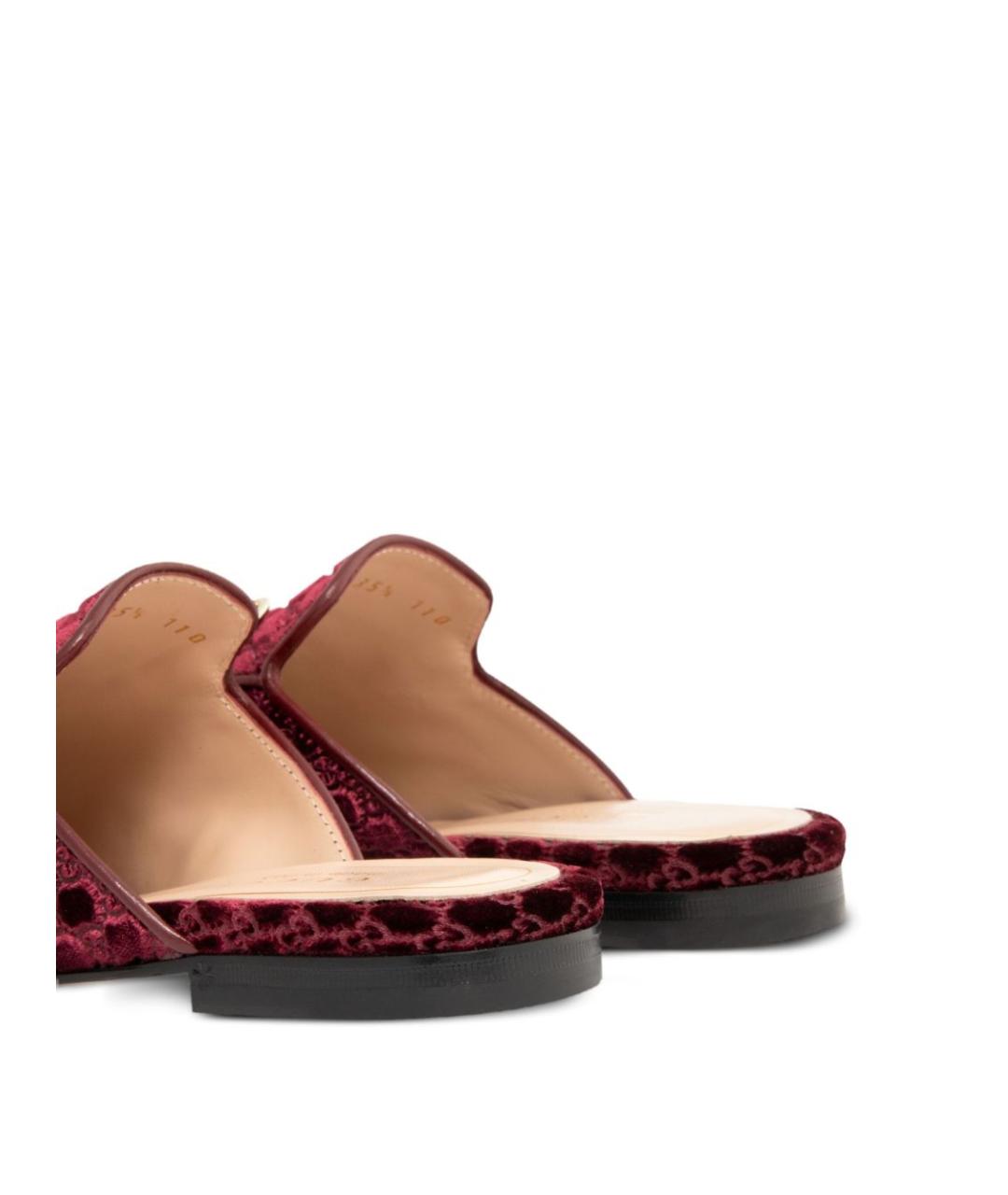 GUCCI Бордовые кожаные мюли, фото 4