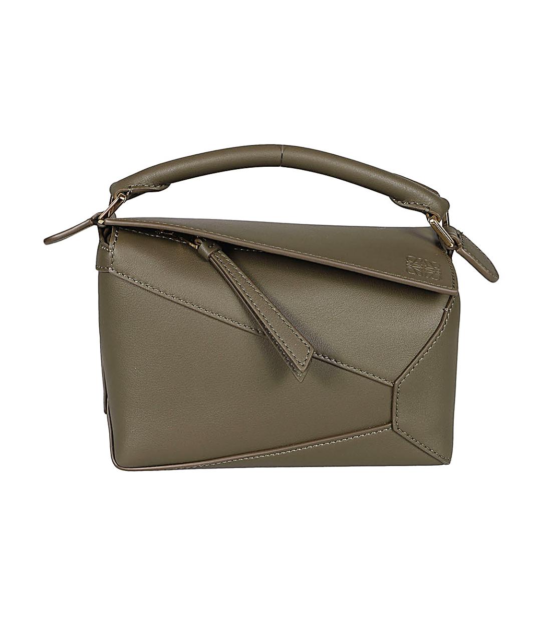 LOEWE Зеленая кожаная сумка с короткими ручками, фото 1