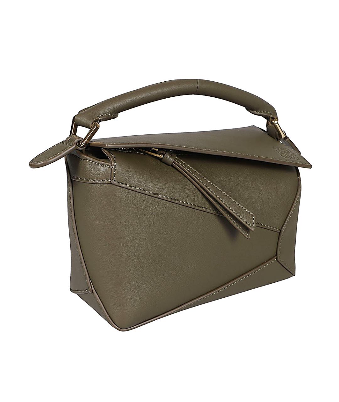 LOEWE Зеленая кожаная сумка с короткими ручками, фото 2