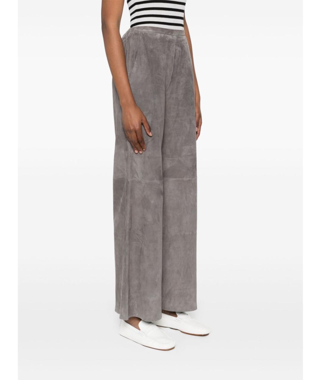 FORTE FORTE Серые полиэстеровые прямые брюки, фото 2