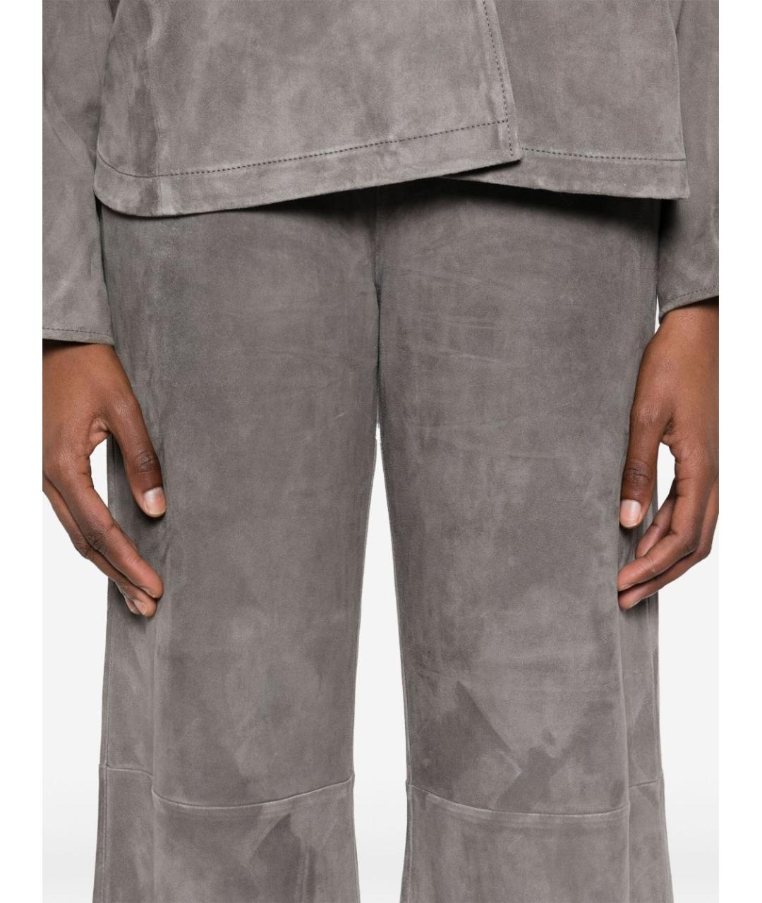 FORTE FORTE Серые полиэстеровые прямые брюки, фото 5