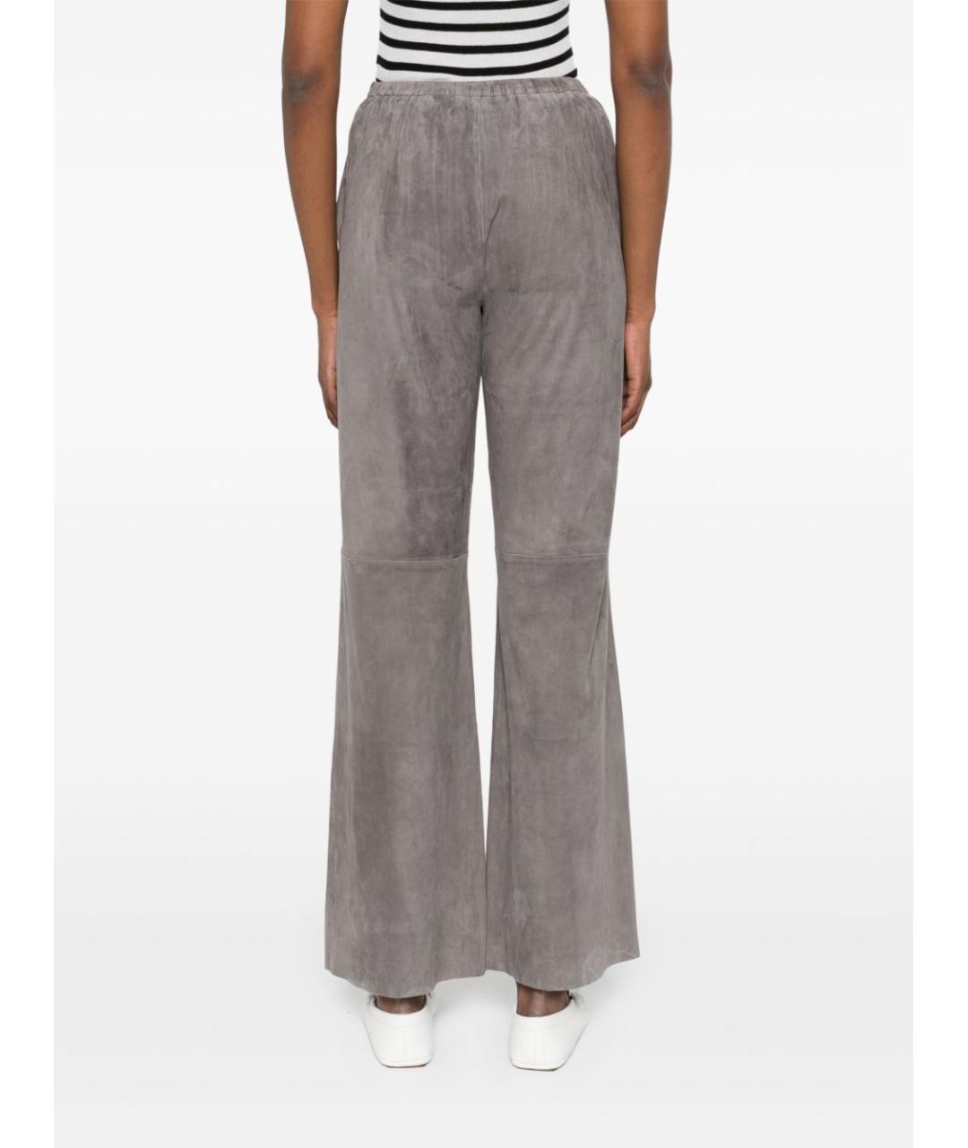 FORTE FORTE Серые полиэстеровые прямые брюки, фото 4