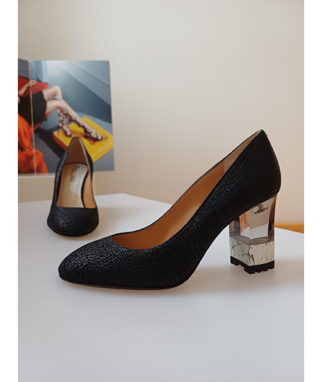 POLLINI Черные кожаные туфли, фото 3