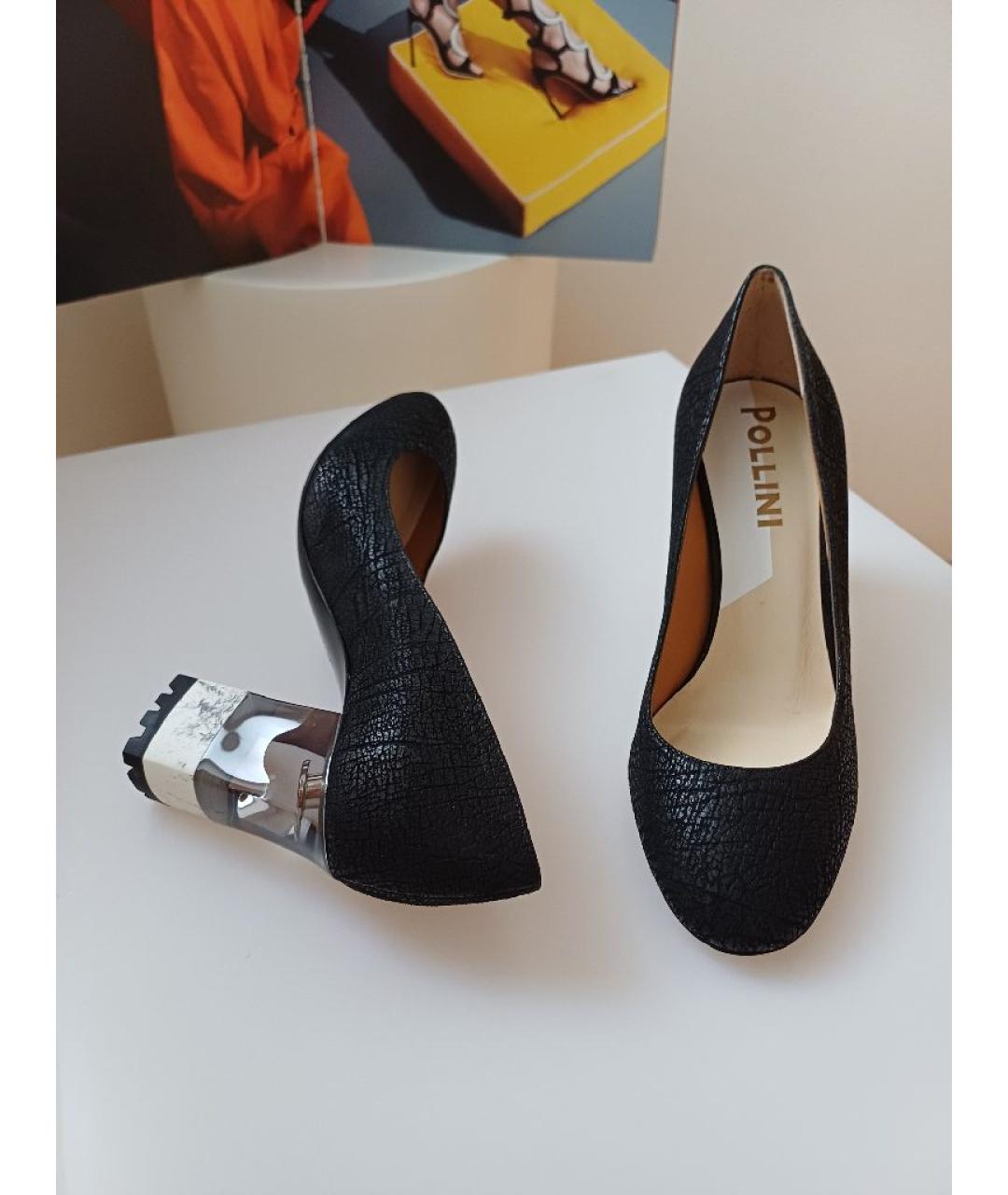POLLINI Черные кожаные туфли, фото 4