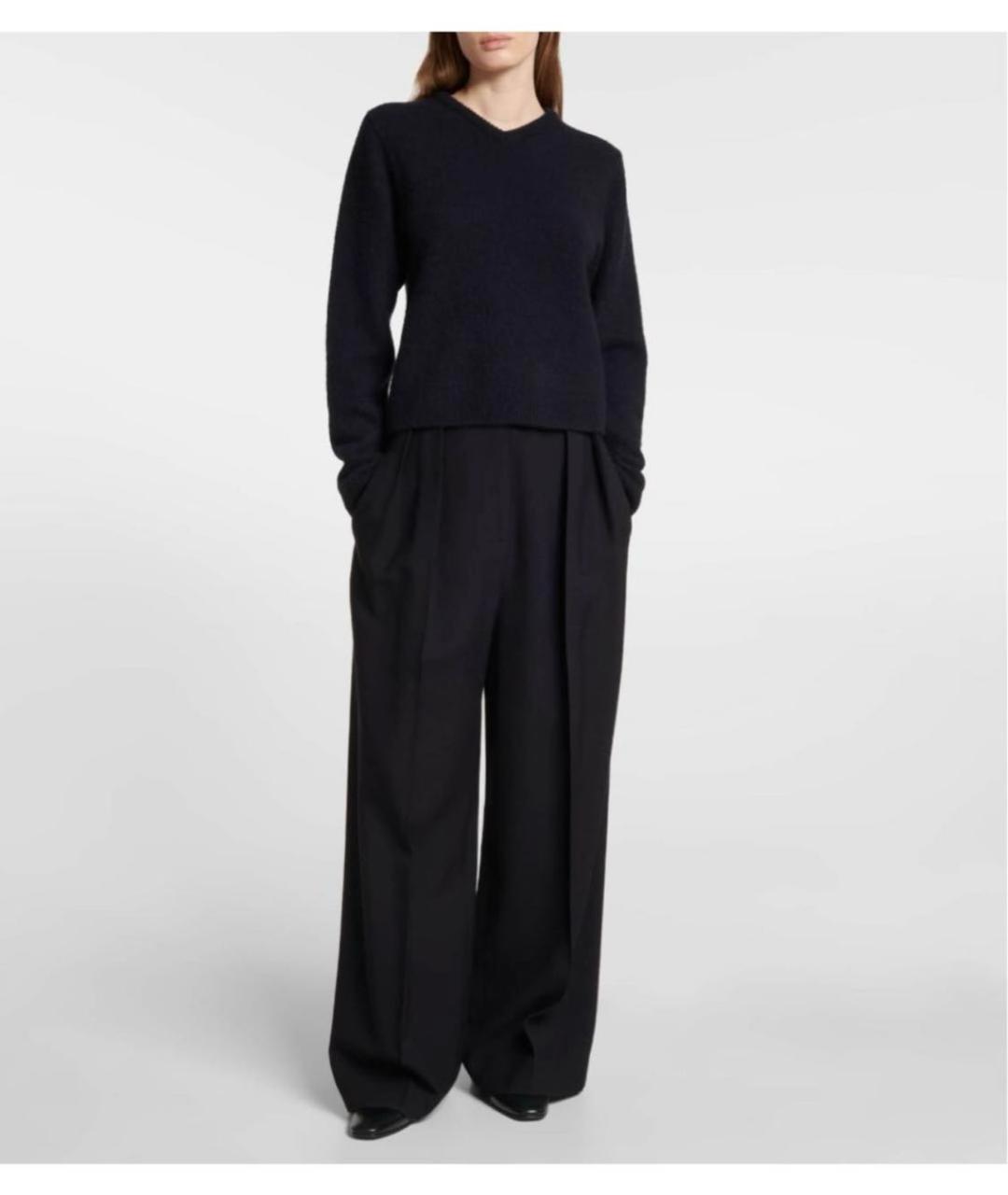 THE ROW Черные вискозные прямые брюки, фото 7