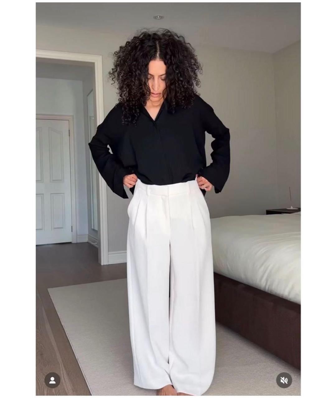 THE ROW Черные вискозные прямые брюки, фото 8