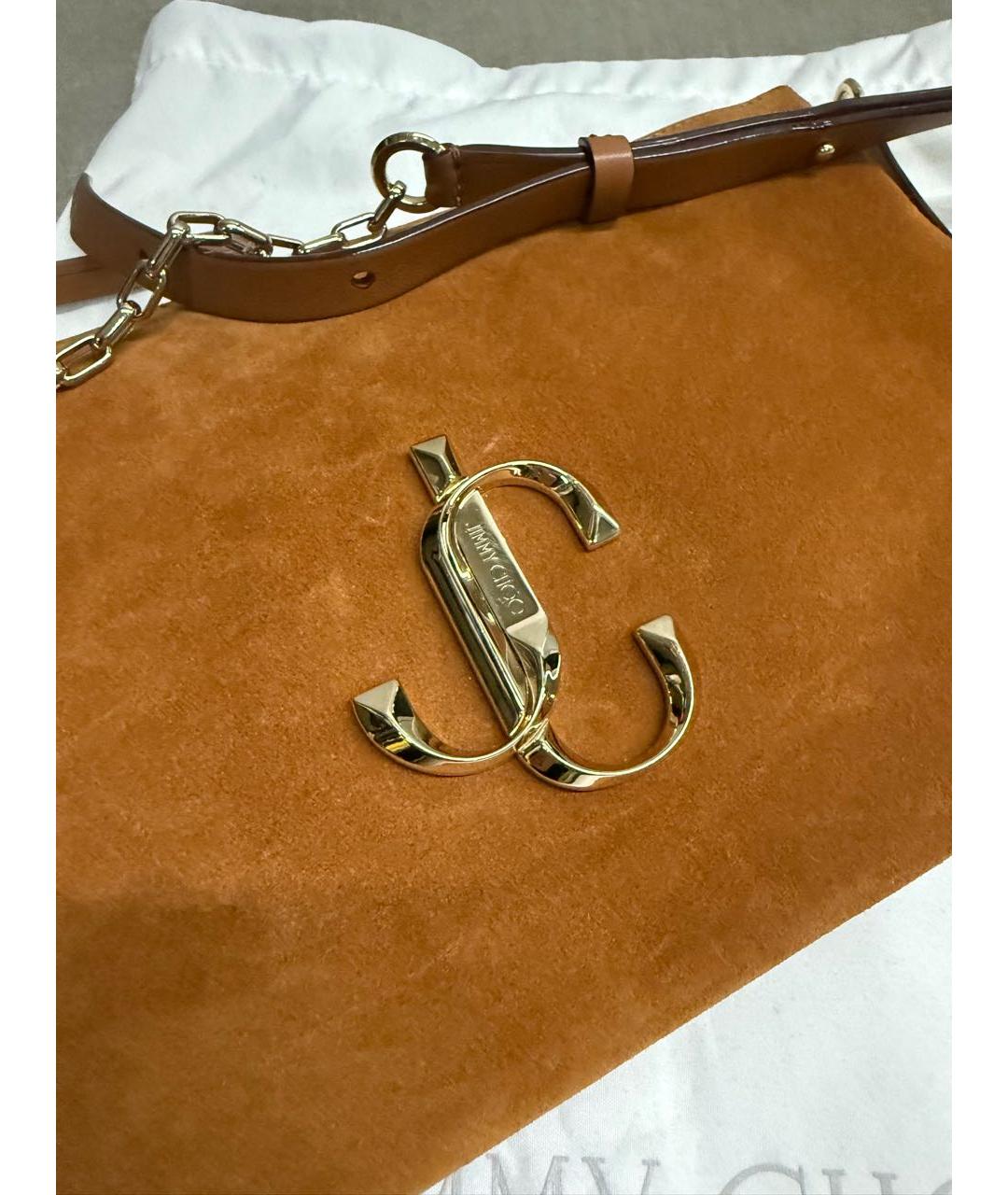 JIMMY CHOO Коричневая замшевая сумка через плечо, фото 2