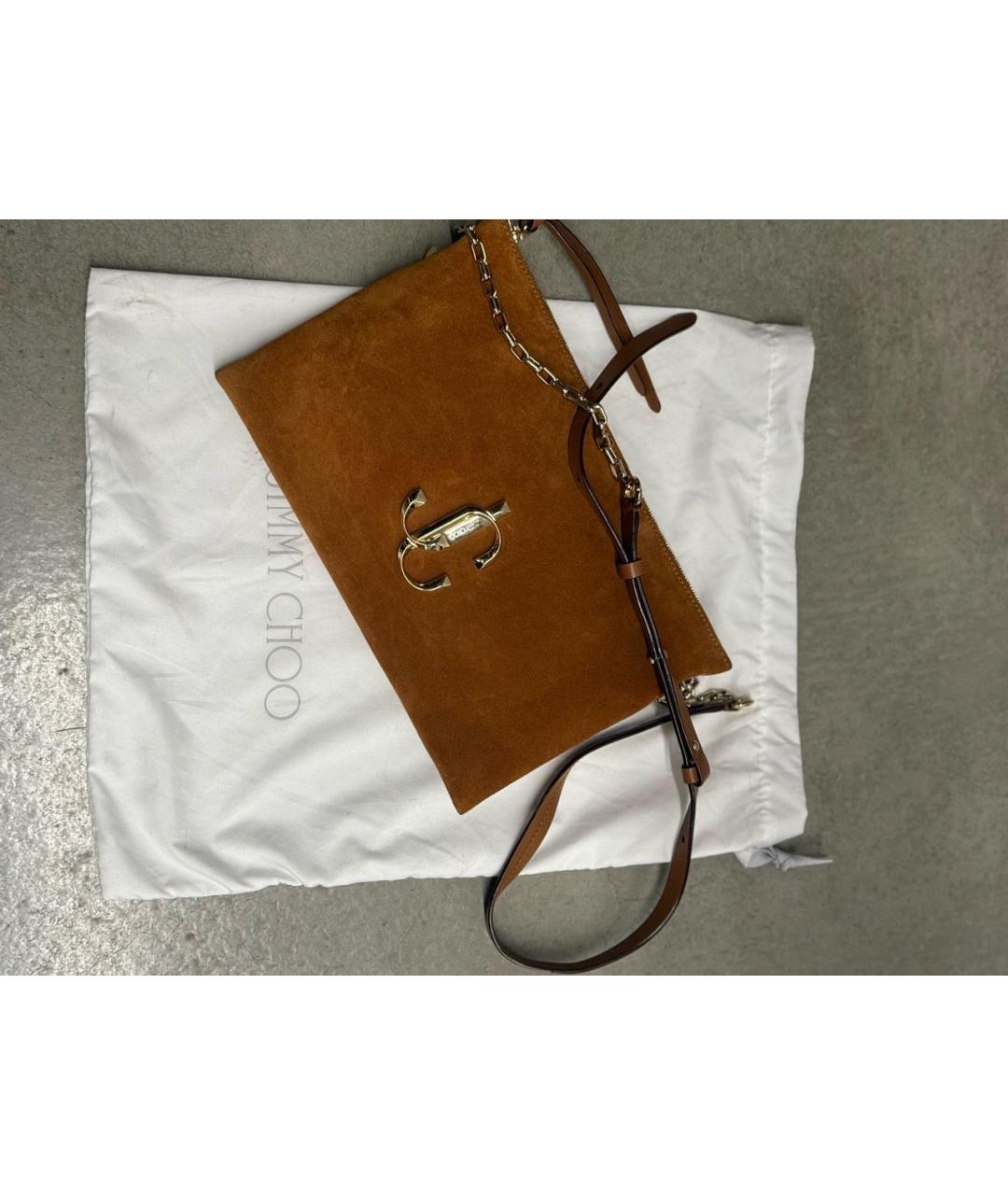 JIMMY CHOO Коричневая замшевая сумка через плечо, фото 4