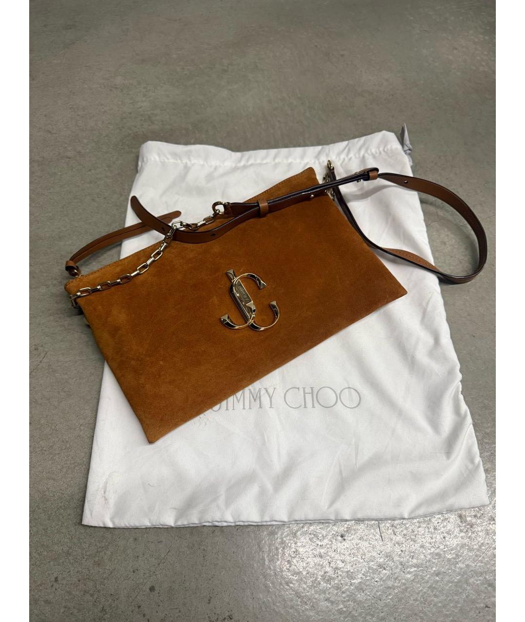 JIMMY CHOO Коричневая замшевая сумка через плечо, фото 5