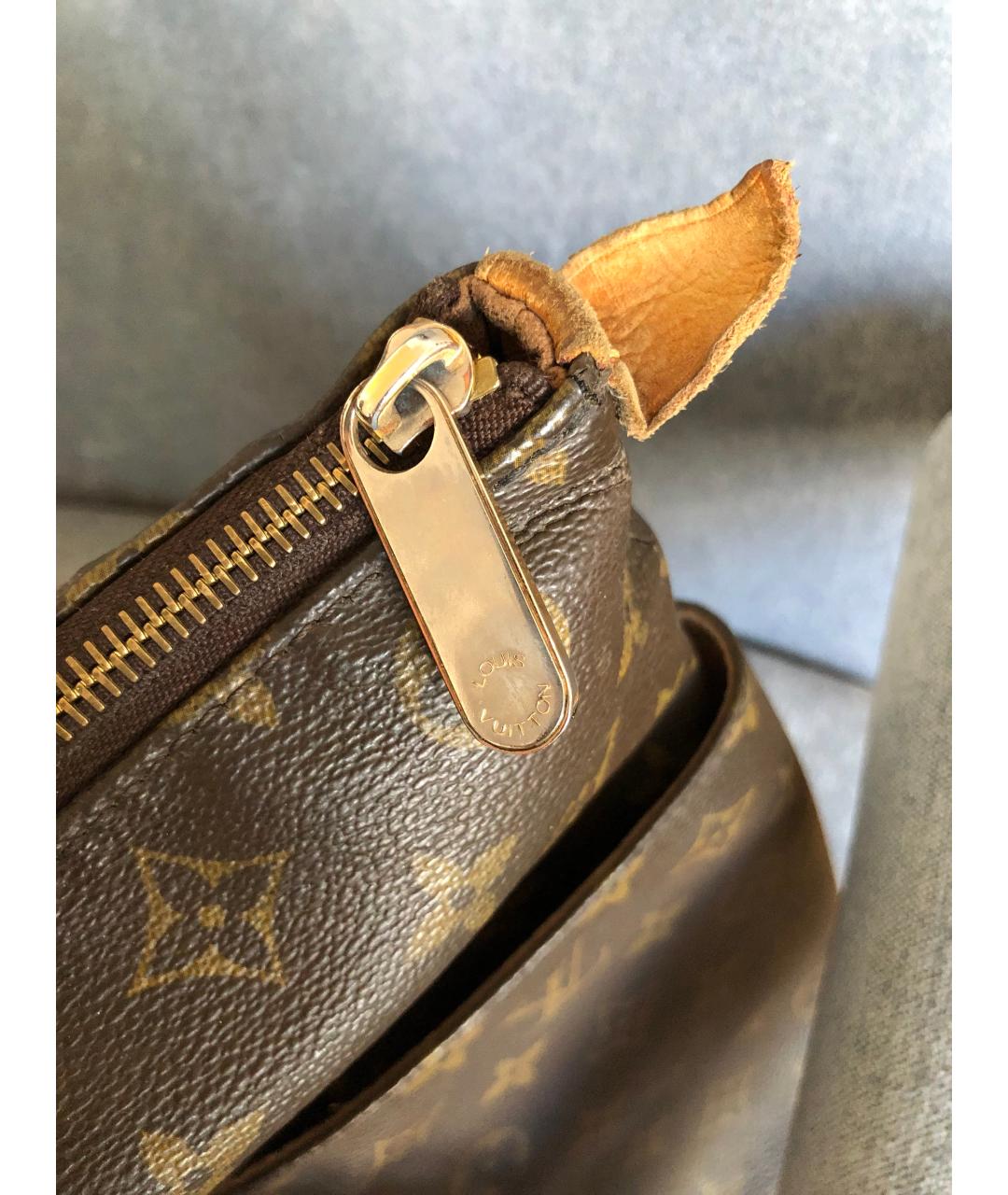 LOUIS VUITTON Коричневая кожаная сумка тоут, фото 7