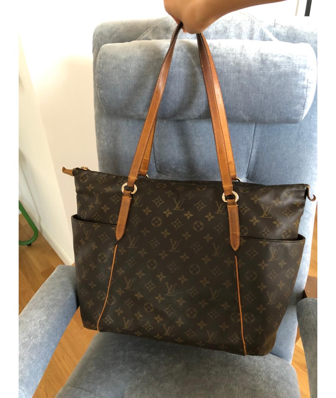 LOUIS VUITTON Коричневая кожаная сумка тоут, фото 2