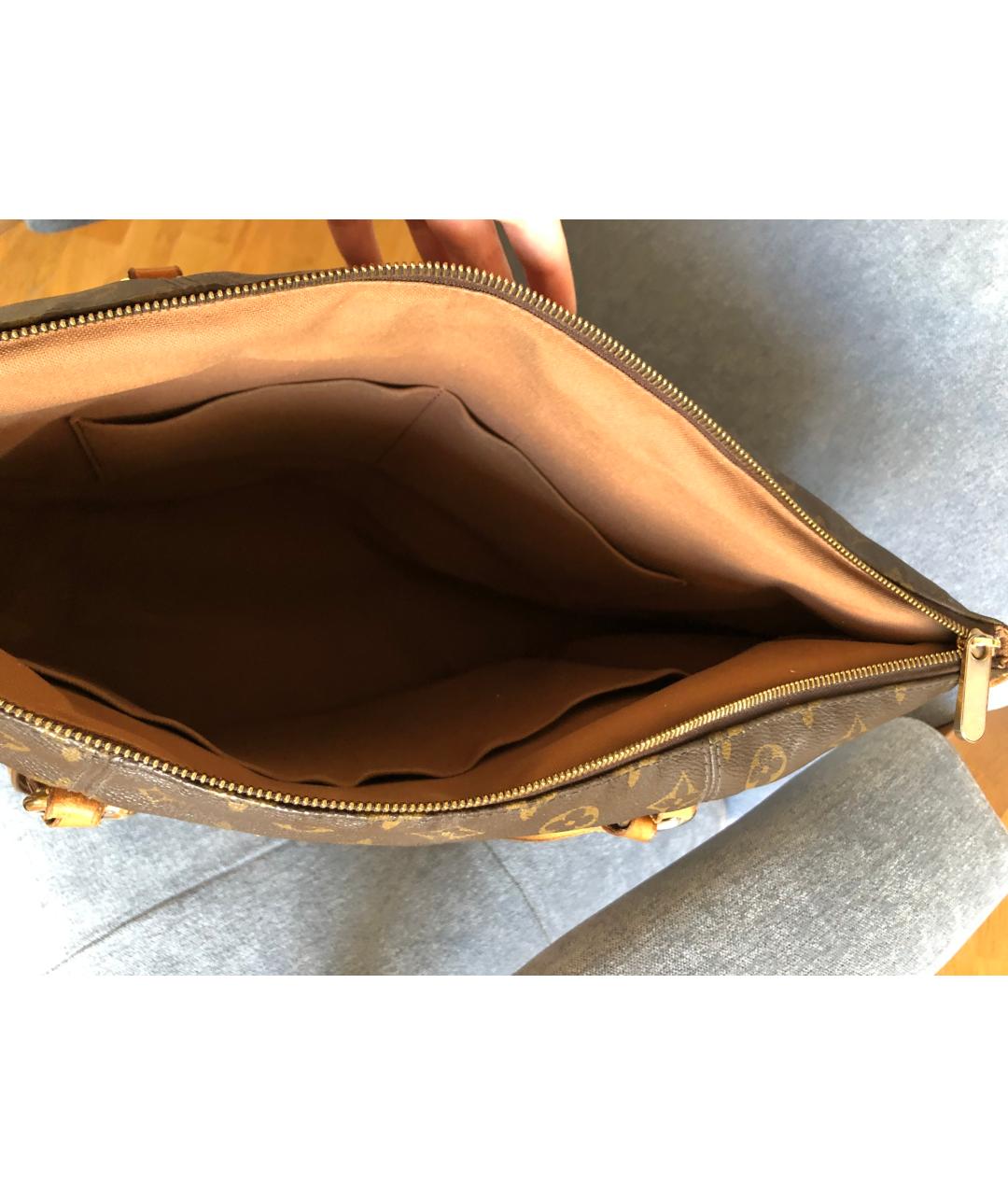 LOUIS VUITTON Коричневая кожаная сумка тоут, фото 4