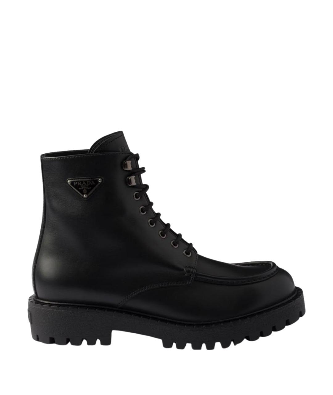 PRADA Черные кожаные высокие ботинки, фото 1