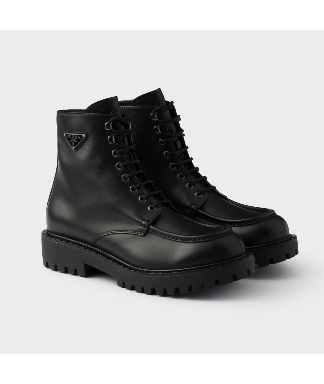 PRADA Черные кожаные высокие ботинки, фото 2