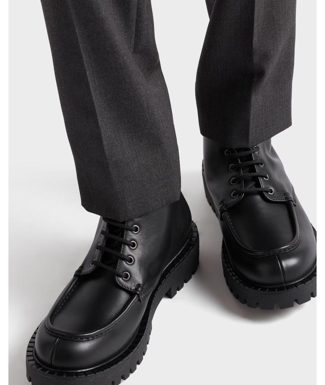 PRADA Черные кожаные высокие ботинки, фото 3