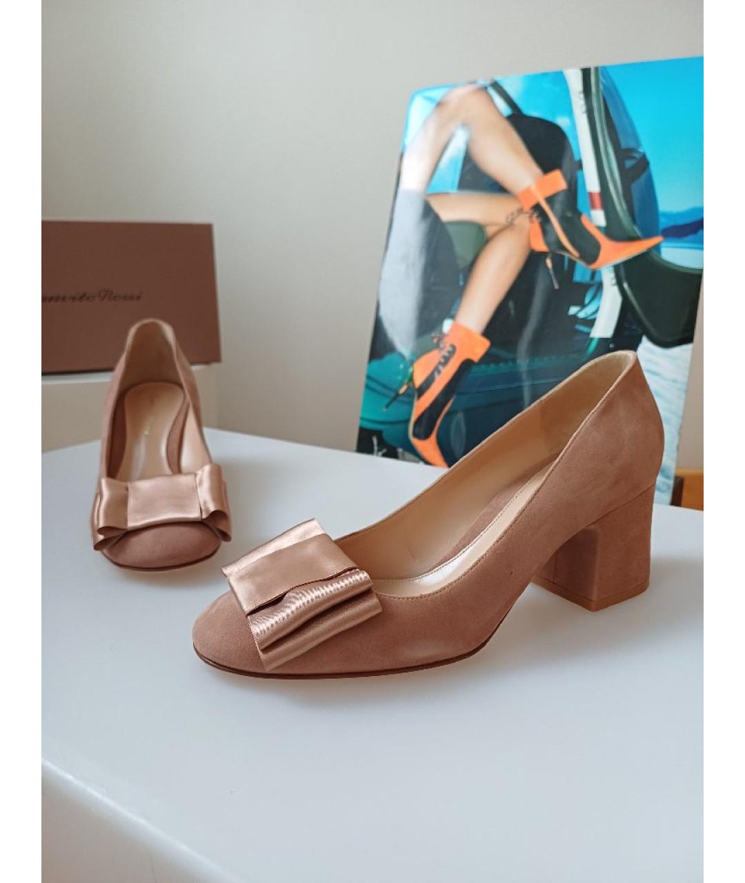 GIANVITO ROSSI Розовые замшевые туфли, фото 4