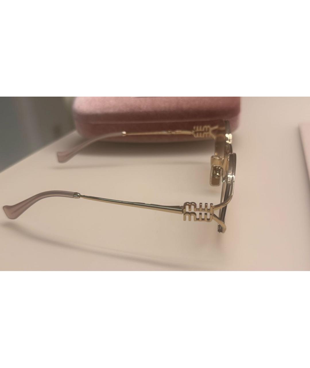 MIU MIU Золотые металлические солнцезащитные очки, фото 3