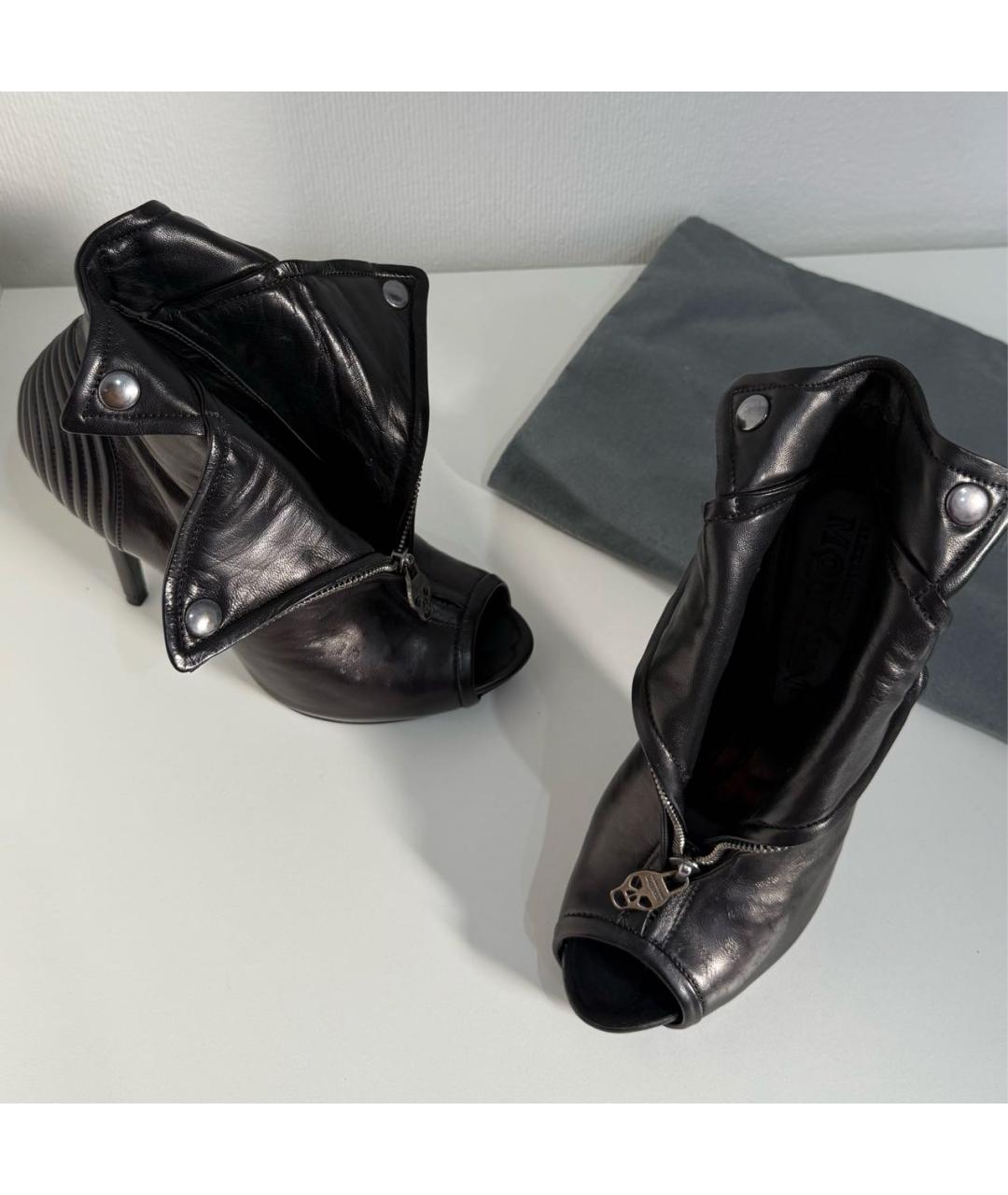 ALEXANDER MCQUEEN Черные кожаные ботильоны, фото 6