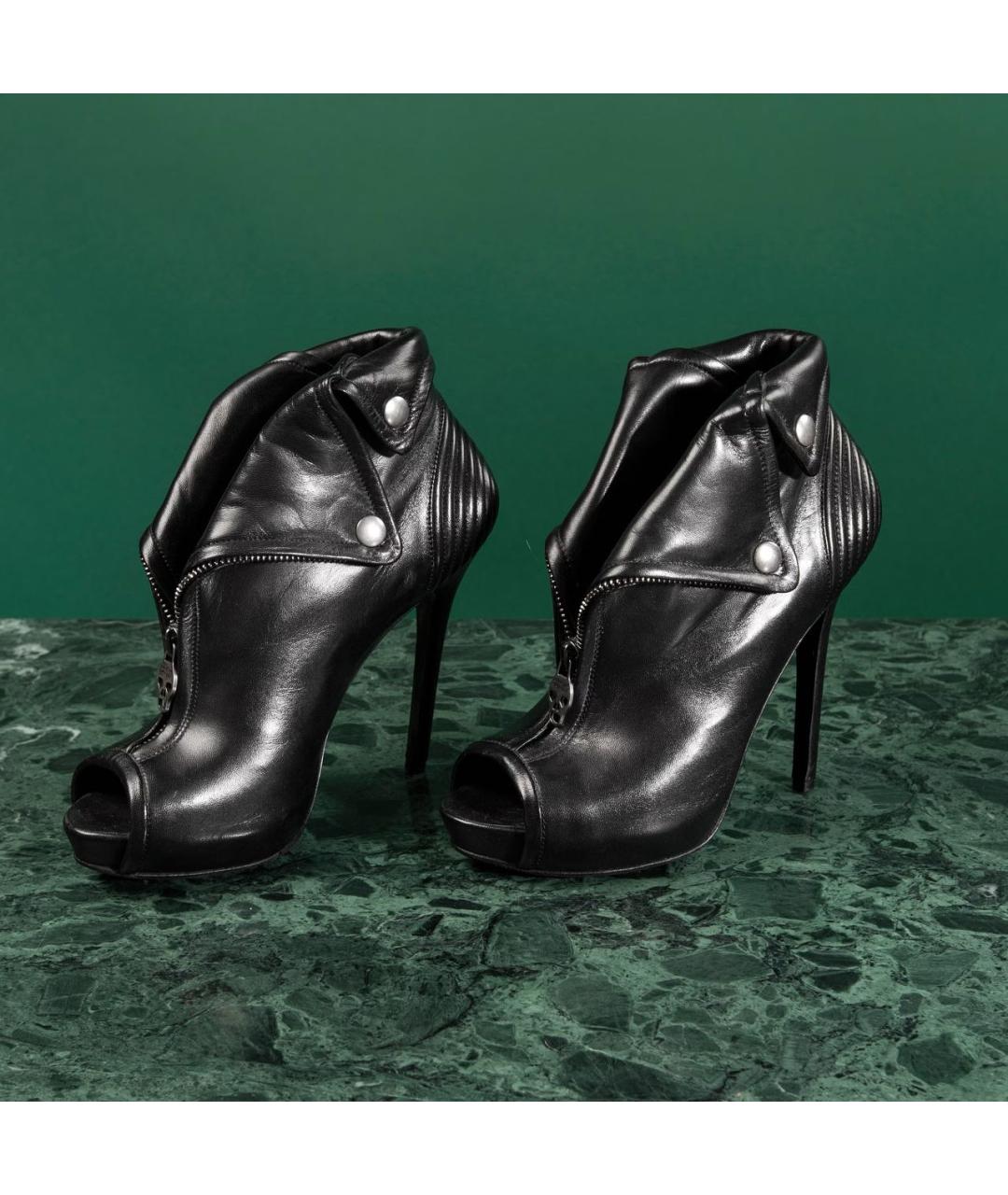 ALEXANDER MCQUEEN Черные кожаные ботильоны, фото 4